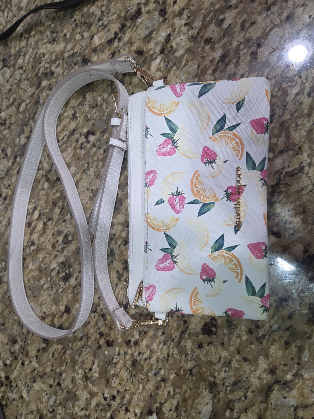 Nanette Lepore Cream Citrus & Strawberry Crossbody Bag
